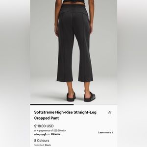 Lululemon softstreme cropped pants size 10. Never worn and perfect condition